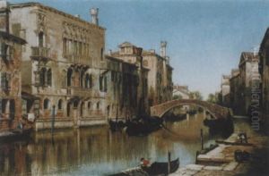 Venedig - Kanal Mit Booten Und Figurenstaffage
