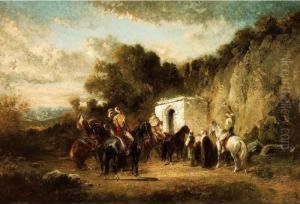 Halte Des Cavaliers A La Fontaine by Honore Boze