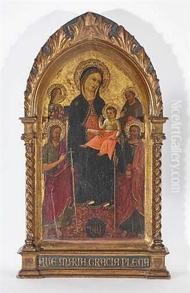 Madonna And Child Enthroned Madonna Flanked By Saint Catherine Of Alexandria And John The Baptist (left), As Well As Saint Francis Of Assisi With John The Evangelist (right) - view 1