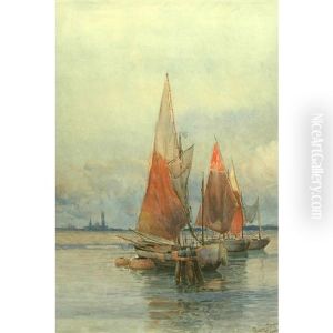 Drying Sails At The Lido, Venice by Prosper Louis Senat