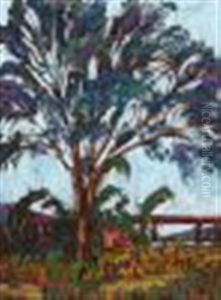 Tree And Distant Railway Bridge by Clement (Joseph Charles Louis) Seneque