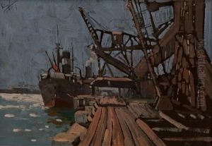 Durban Harbour by Clement (Joseph Charles Louis) Seneque