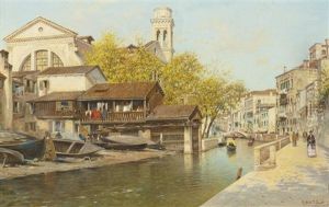 Rio San Trovaso, Venice by Rafael Senet y Perez
