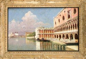 Ansicht Von Venedig, Blick Auf Die Stille Lagune Vor Der Piazzetta San Marco