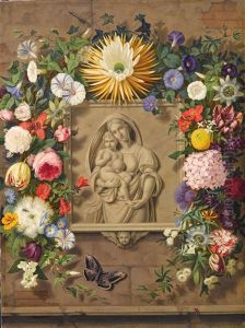 Madonna Mit Kind In Blumenkranz by Adolf (Carl) Senff
