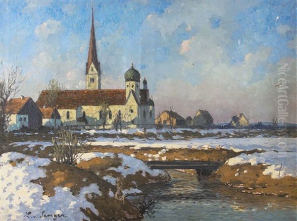 Vorfruhling In Bayerischer Landschaft Mit Dorfkirche - view 1
