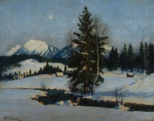 Winterlandschaft Im Hochgebirge by Ludwig Von Senger