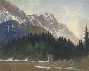 A Hut In A Pine Forest At The Foot Of A Mountain (dbl-sided)