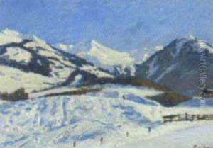 Winterlandschaft Bei Kitzbuhl by Ludwig Von Senger