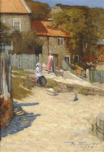 Figures Before The Artist's Cottage, Runswick Bay