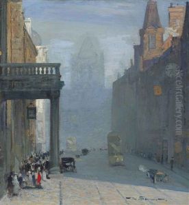 A View Up Park Row Towards St. Anne's Cathedral, Leeds