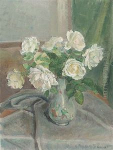 Stillleben Mit Rosen by Traugott Senn