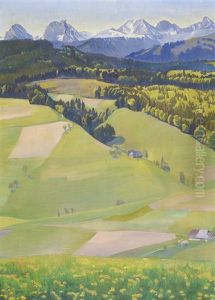 Sommertag Im Emmental Mit Blick Auf Die Gantrischkette by Traugott Senn