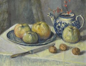 Stillleben Mit Obst, Nussen Und Teekanne