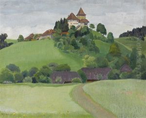 Sommerliche Landschaft Mit Schloss Worb by Traugott Senn