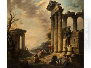 Der Kunstler Arbeitete Uberwiegend Als Architekt Und Maler Dekorativer Raumausstattungen Sowie Als Trompe L'oeil-spezialist. Die Wenigen Von Ihm Bekannten Gemalde Orientieren Sich Im Stil An Werken Giovanni Paolo Paninis Oder An by Giovanni Niccolo Servandoni