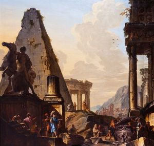 Capricho De Ruinas Clasicas Con Alejandro Magno Abriendo La Tumba De Aquiles