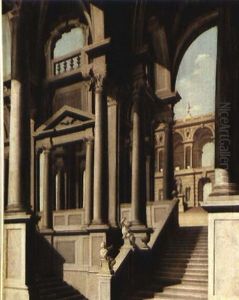 Caprice Architectural A L'escalier Monumental by Giovanni Niccolo Servandoni