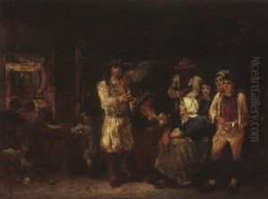 Veillee Dans Une Chaumiere Bretonne by Amedee Elie Servin