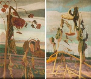 A Field Of Sunflowers In Early Autumn (2 Works)