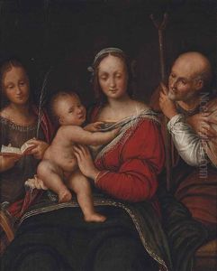 The Holy Family With Saint Catherine by Cesare da Sesto