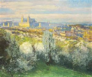 A View Of Prague Castle From Nebozizek by Jaroslav Setelik