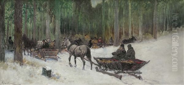 Sleigh In The Forest - view 1