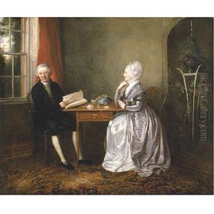 Thomas Grant And His Wife Mary, Seated In An Interior by John Thomas (Seaton) Seton