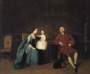 Portrait Of Christopher Fawcett, His Wife Winifred And Son by John Thomas (Seaton) Seton