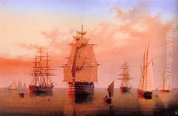 A Naval Squadron At Sunset - view 1