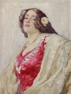 Portrat Einer Dame Mit Rose Im Haar Portrat Einer Dame Mit Rose Im Haar