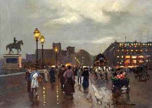 Evening On A Parisian Street by Gilbert Alexandre De Severac