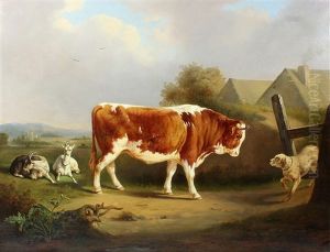 Study Of A Dog Confronting A Bull