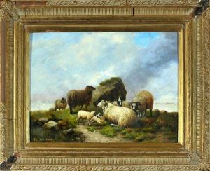 Heidschnucken Auf Der Weide An Der See by Franz van Severdonck