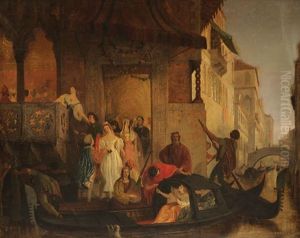 Trois Scenes D`amour A La Sortie De La Ca D`oro A Venise (d`apres Le Marchand De Venise De Shakespeare?) by Joseph Severn