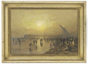 Figures On The Shore, Evening by Joseph Arthur Palliser Severn
