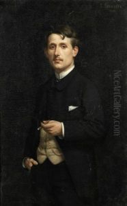 Portrait Of A Lady; Portrait Of A Gentleman, A Pair by Jules Marie Sevestre