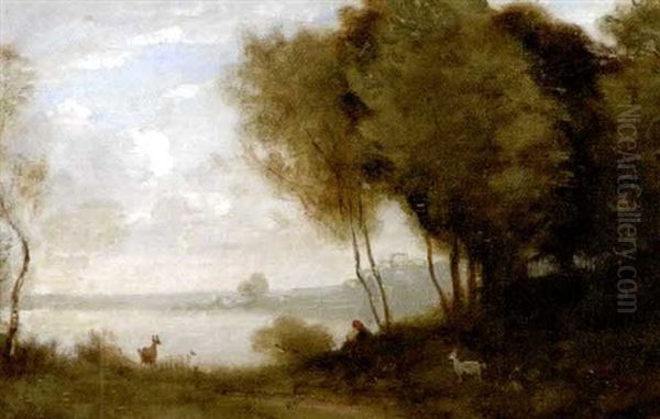 Seelandschaft Mit Hirtin Und Ziegen - view 1