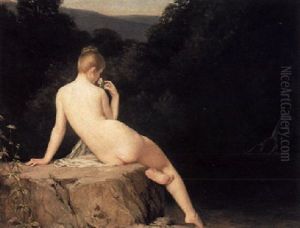 A Nude Smelling A Flower by Jules Marie Sevestre