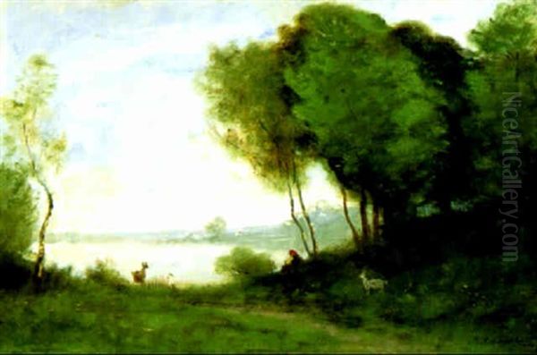 Seelandschaft Mit Hirtin Und Ziegen - view 1