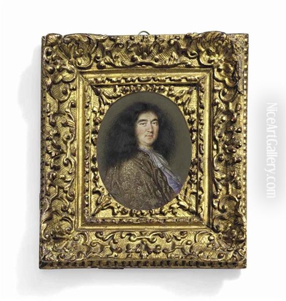 A Gentleman, In Gold Cloak, White Lace Cravat, Powdered Hair - view 1