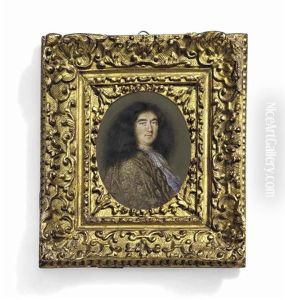 A Gentleman, In Gold Cloak, White Lace Cravat, Powdered Hair by Pierre Paul Sevin