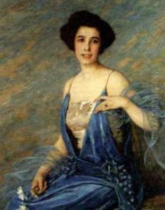 Woman In A Blue Dress by Lydia Amanda Brewster Sewell