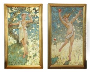 Pair Of Portraits Of Romanticized Figures by Robert Van Vorst Sewell