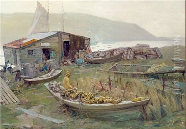 Fish Market, Monhegan With A View Toward Manana - view 1