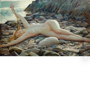Female Nude On A Rocky Shore Female Nude On A Rocky Shore