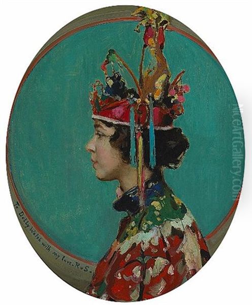 A Portrait Of A Lady In Profile In Oriental Costume - view 1