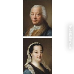 Portrait Of Baron Francois Joseph De Toussainet (1689-1762) And His Wife Charlotte (b. 1720); Pair) by Christian Seybold