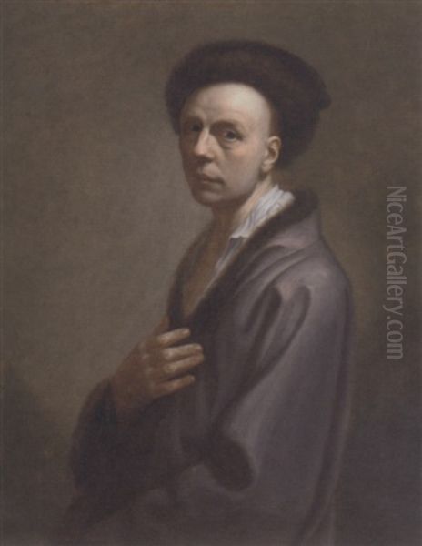 Portrait Of A Gentleman In A Fur Trimmed Cloak And Hat - view 1