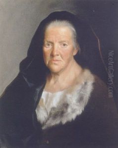 A Study Of An Old Woman Wearing A Fur-lined Coat With White Chemise And Black Veil by Christian Seybold